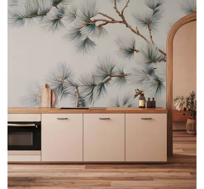 Pine branch botanical wall mural Woodland wallpaper