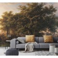Rural landscape wall mural, Vintage scenic wallpaper