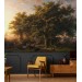 Rural landscape wall mural, Vintage scenic wallpaper