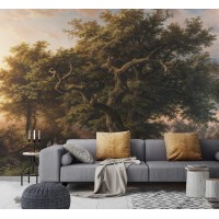 Rural landscape wall mural, Vintage scenic wallpaper