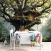 Treehouse wallpaper, Enchanted forest mural for kids' room