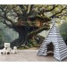 Treehouse wallpaper, Enchanted forest mural for kids' room
