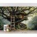 Treehouse wallpaper, Enchanted forest mural for kids' room