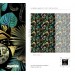 Whimsical wallpaper colorful leaves on dark moons snakes stars