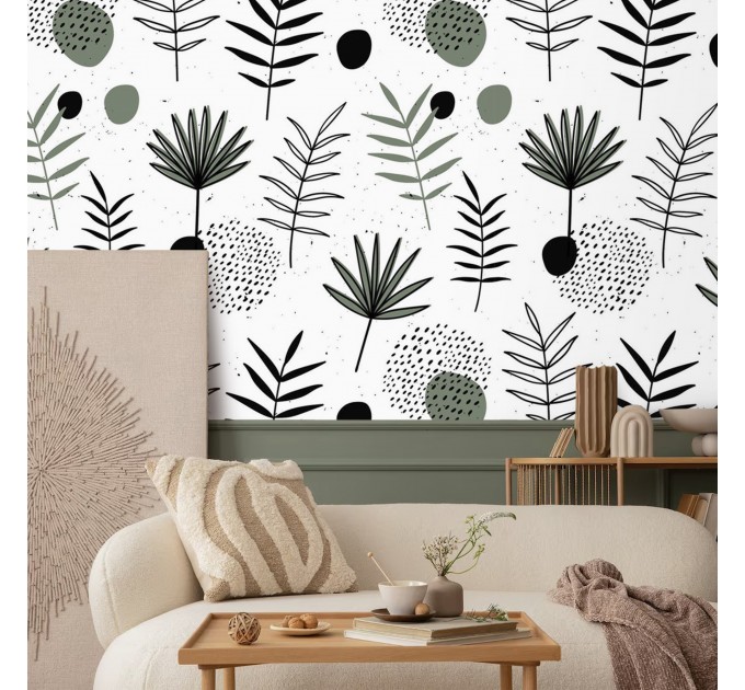 Minimaist wallpaper botanical herbs and leaves