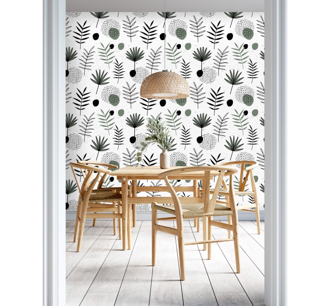 Minimaist wallpaper botanical herbs and leaves