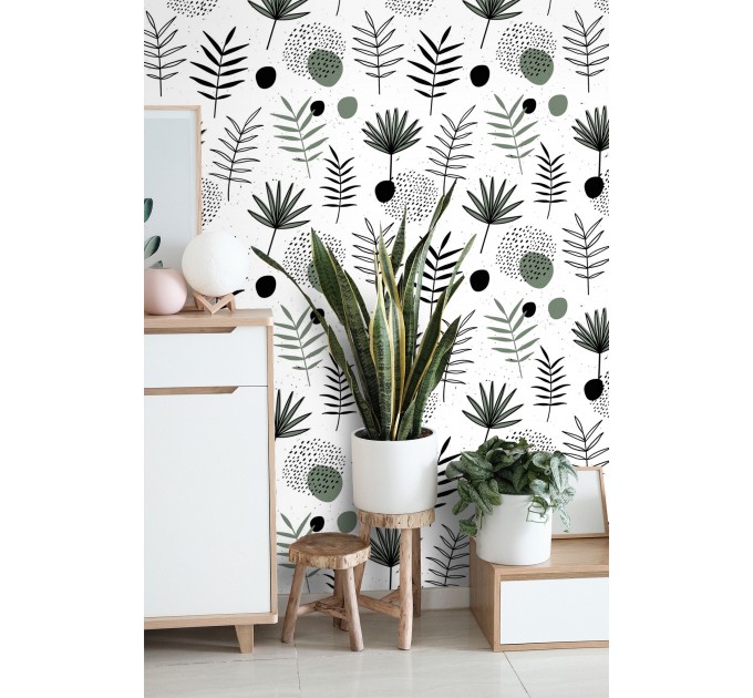 Minimaist wallpaper botanical herbs and leaves