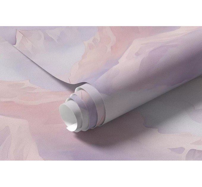 Purple pink mountains wallpaper mural for girls nursery