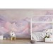 Purple pink mountains wallpaper mural for girls nursery