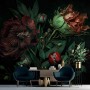 Evening garden dark floral wallpaper mural large flowers