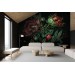 Evening garden dark floral wallpaper mural large flowers