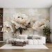 Large pastel oil painted flowers wall mural Floral wallpaper