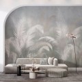 Palm leaves Tropical wall mural Pastel landscape wallpaper