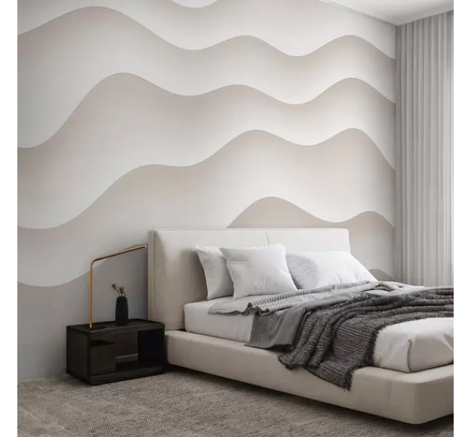 Abstract waves light beige wallpaper mural