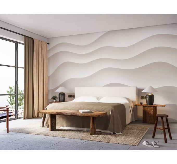 Abstract waves light beige wallpaper mural