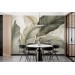 Oversized tropical leaf wallpaper mural in neutral colors