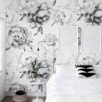 Large peony flowers wall mural Floral wallpaper