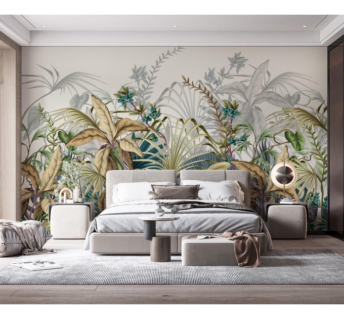 Tropical palm leaves wall mural – exotic jungle wallpaper