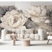 Elegant beige peony flowers wall mural – floral wallpaper