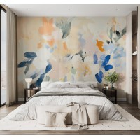 Abstract floral wall mural – artistic flowers wallpaper