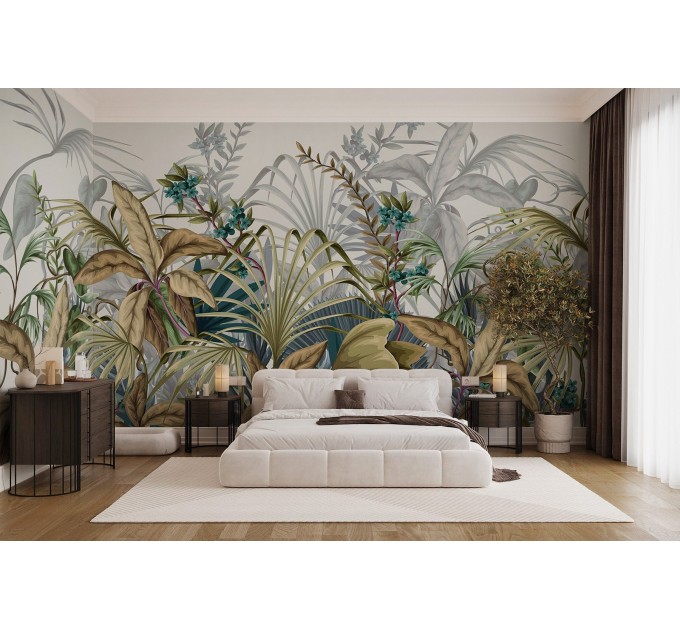 Tropical palm leaves wall mural – exotic jungle wallpaper