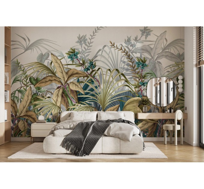 Tropical palm leaves wall mural – exotic jungle wallpaper