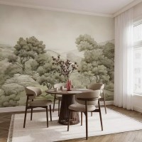 Scenic wall mural landscape trees Vintage nature wallpaper