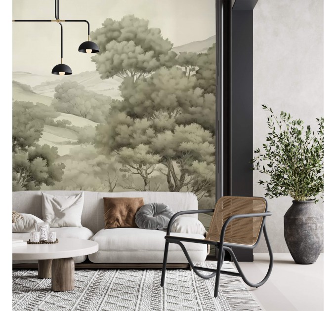 Scenic wall mural landscape trees Vintage nature wallpaper