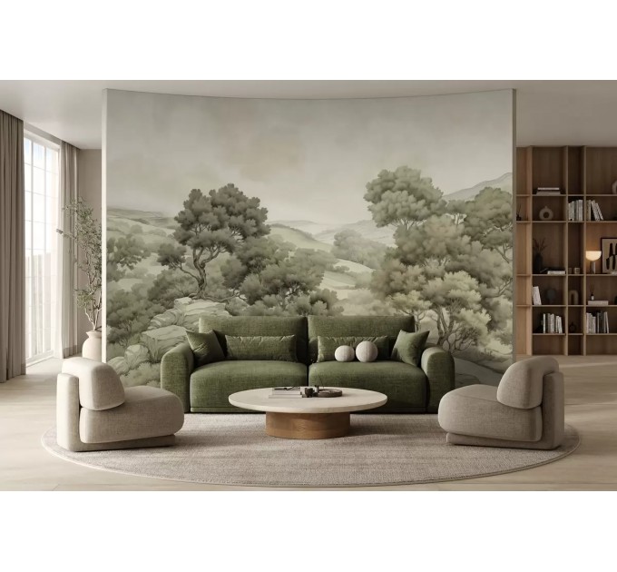 Scenic wall mural landscape trees Vintage nature wallpaper