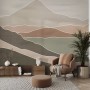 Mountains landscape wall mural in earthy tones