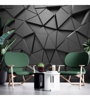 3D black geometric wallpaper – Modern abstract wall mural