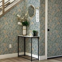 Botanical leaf wallpaper vintage style, Floral wall covering