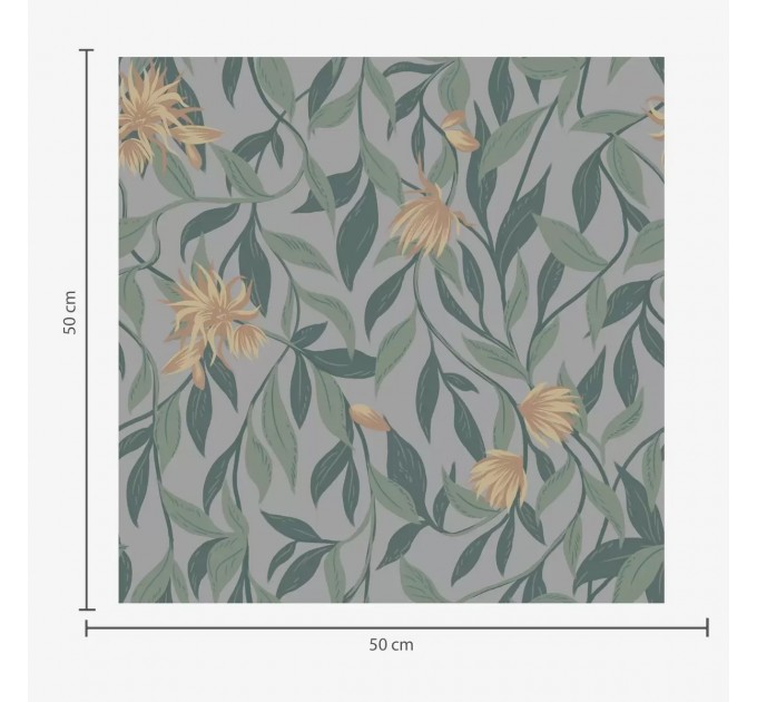 Botanical leaf wallpaper vintage style, Floral wall covering