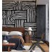 Abstract geometric wallpaper white strokes on black