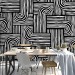 Abstract geometric wallpaper white strokes on black