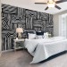 Abstract geometric wallpaper white strokes on black