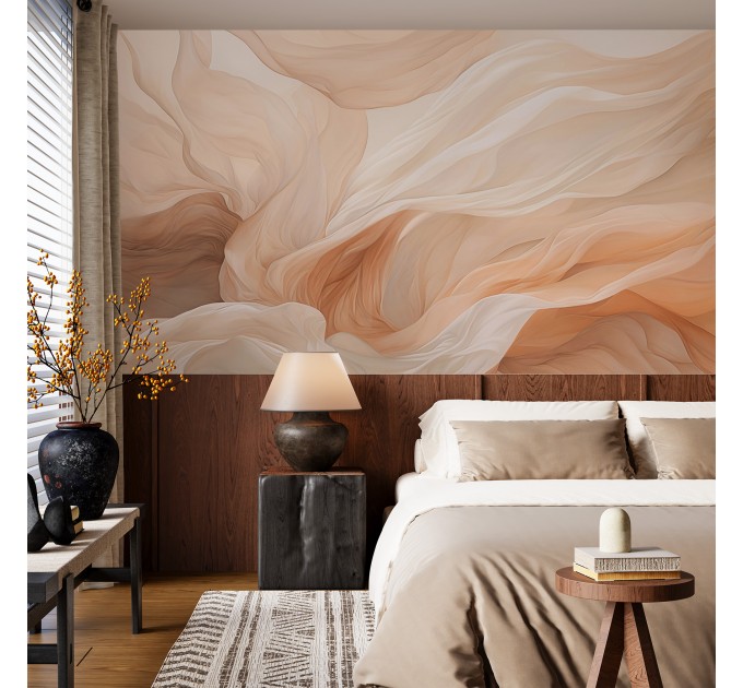 Abstract flowing neutral wallpaper mural