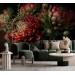 Moody dark floral wallpaper mural with protea