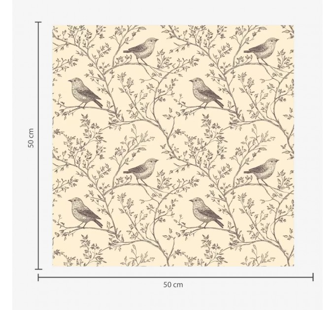 Botanical wallpaper Sparrows on branches