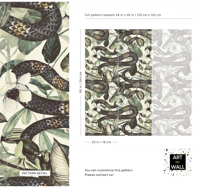 Botanical snake wallpaper | Jungle floral design