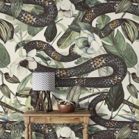 Botanical snake wallpaper | Jungle floral design