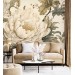 Large cream peony wall mural – Elegant floral wallpaper