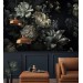 Moody Dark Floral Wallpaper Mural – Dramatic Wall Art