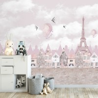 Girls room wall mural Paris Eiffel tower