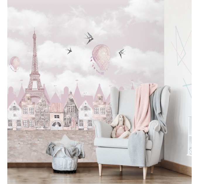 Girls room wall mural Paris Eiffel tower
