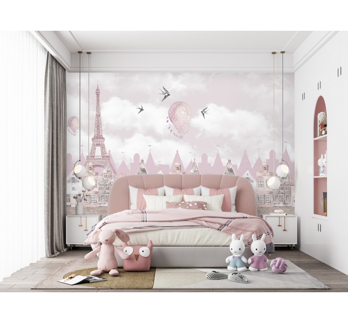 Girls room wall mural Paris Eiffel tower