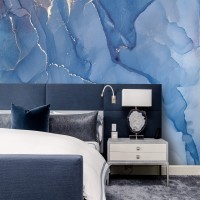 Abstract blue fluid art wallpaper mural
