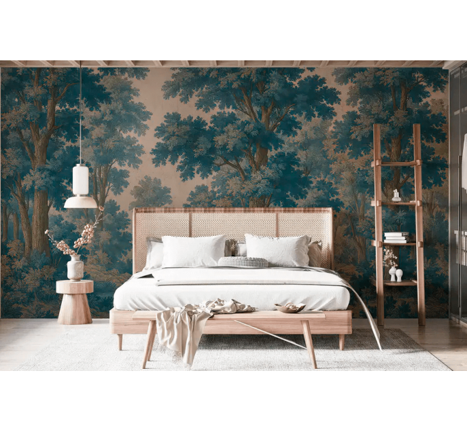 Vintage forest wallpaper | Scenic moody wall mural