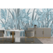 Botanical wallpaper mural with oversized floral design