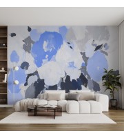 Abstract blue floral wall mural – Modern art wallpaper
